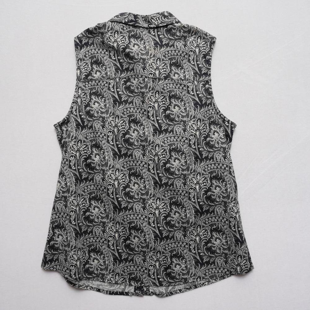 Charter Club Golf Collection Sleeveless Womens Size 10 Black White Paisley Top - Picture 10 of 14